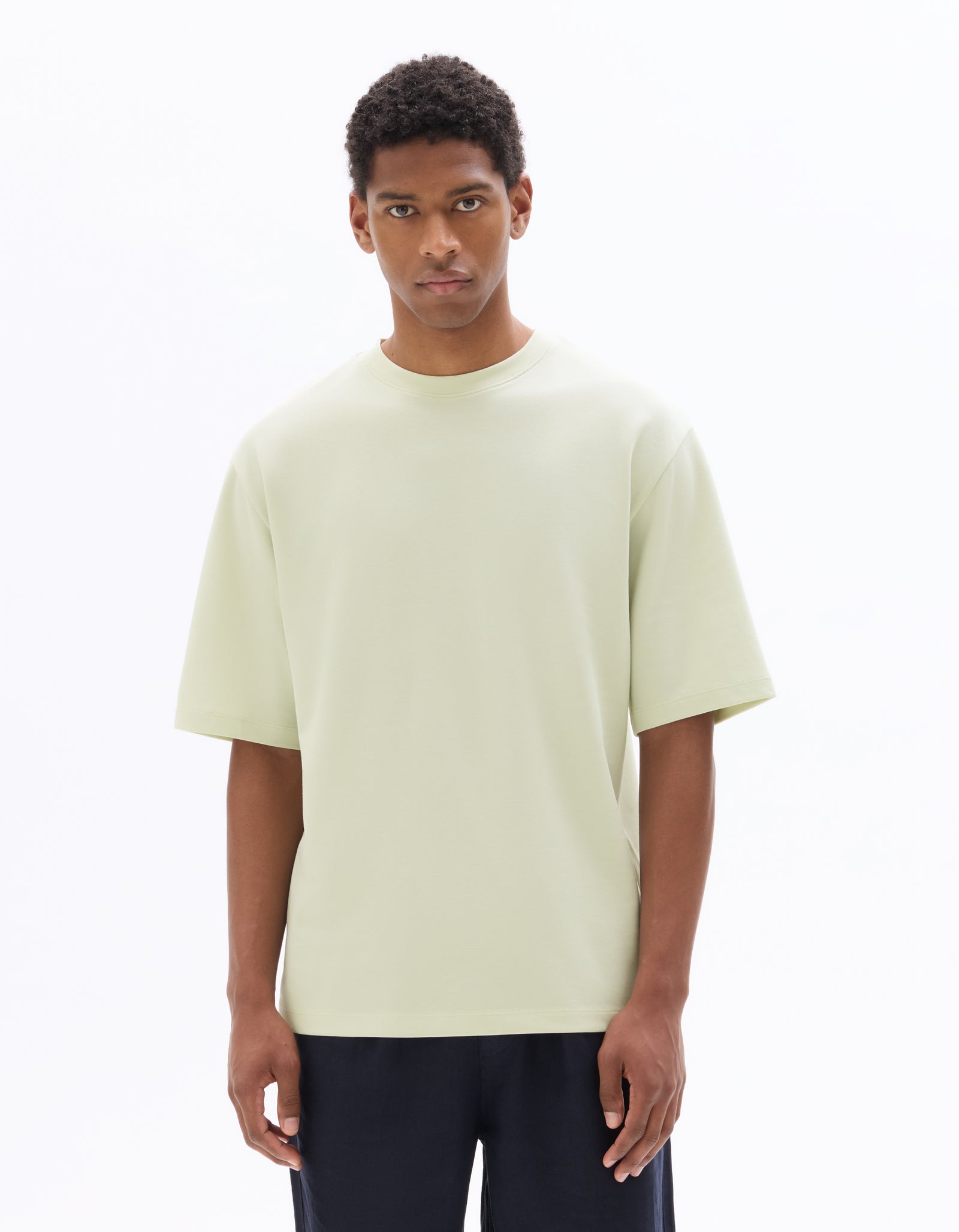 Celio Solid Slim Fit Cotton-Poly-Blend Green T-Shirt