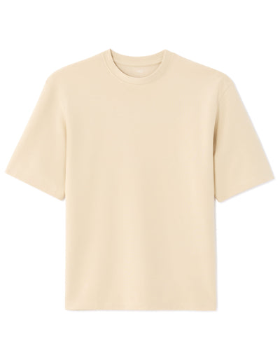 Celio Solid Regular Fit Cotton Poly Blend Beige Tshirts