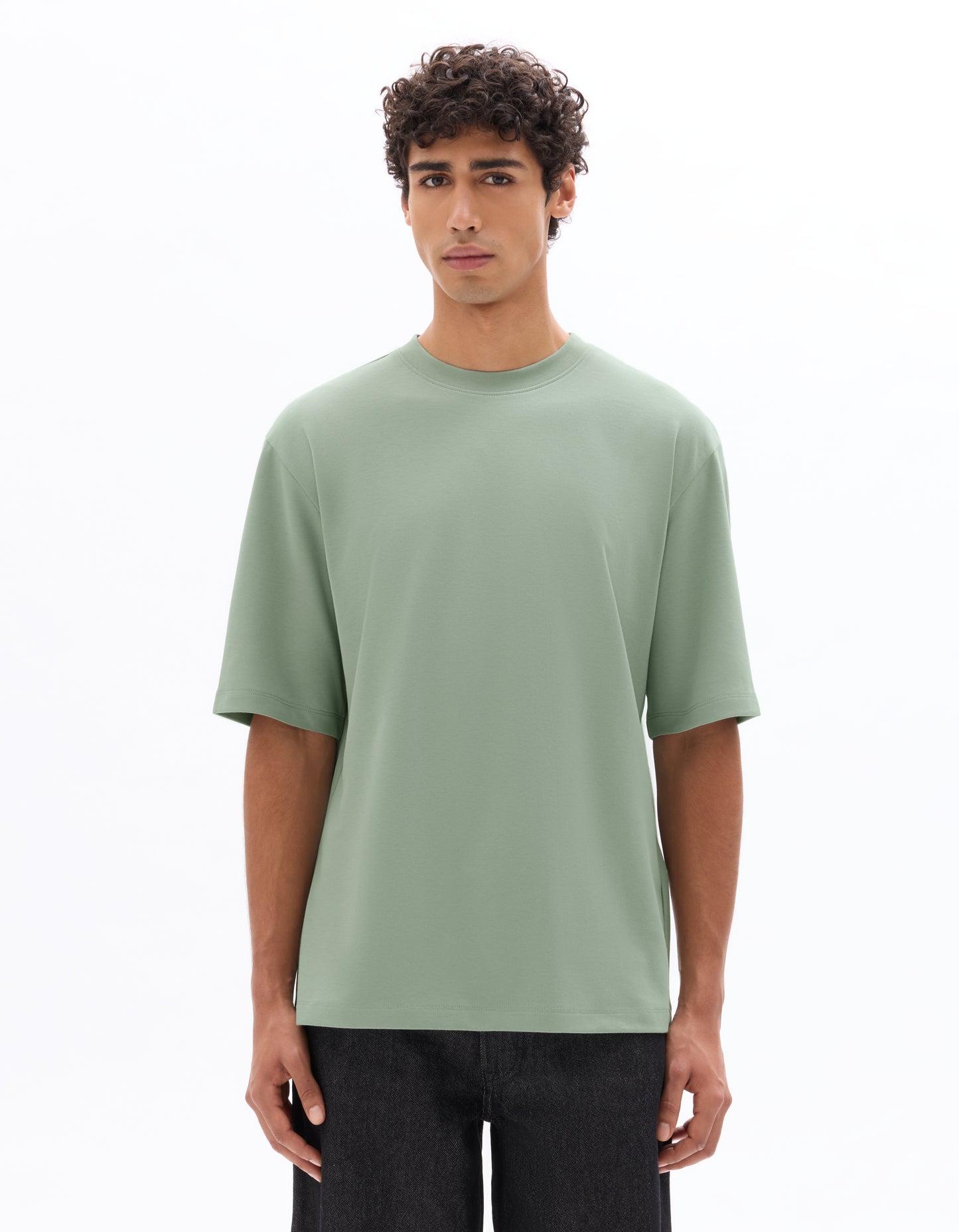 Celio* Men Green Solid Oversized Cotton T-Shirts