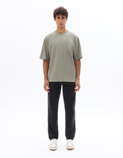 Celio* Men Grey Solid Oversized Cotton T-Shirts