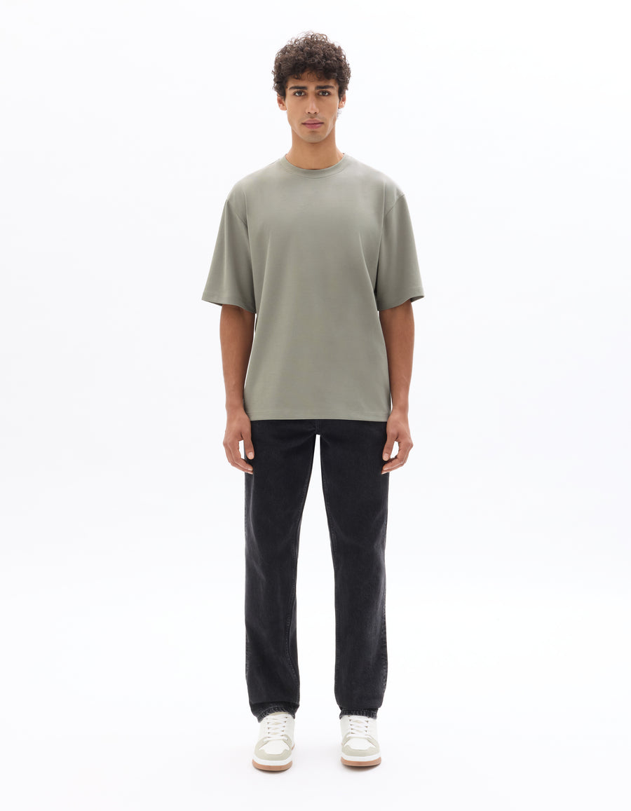 Celio* Men Grey Solid Oversized Cotton T-Shirts
