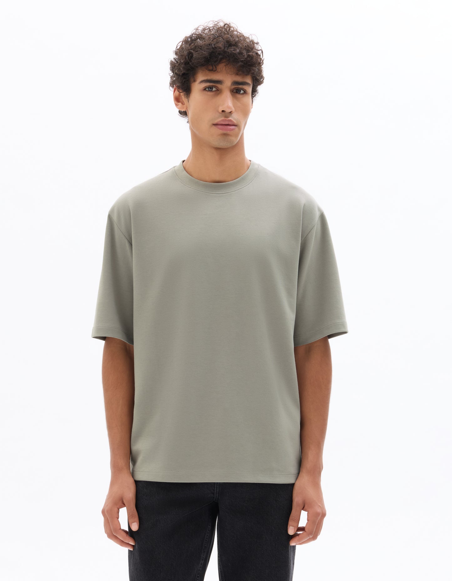 Celio* Men Grey Solid Oversized Cotton T-Shirts