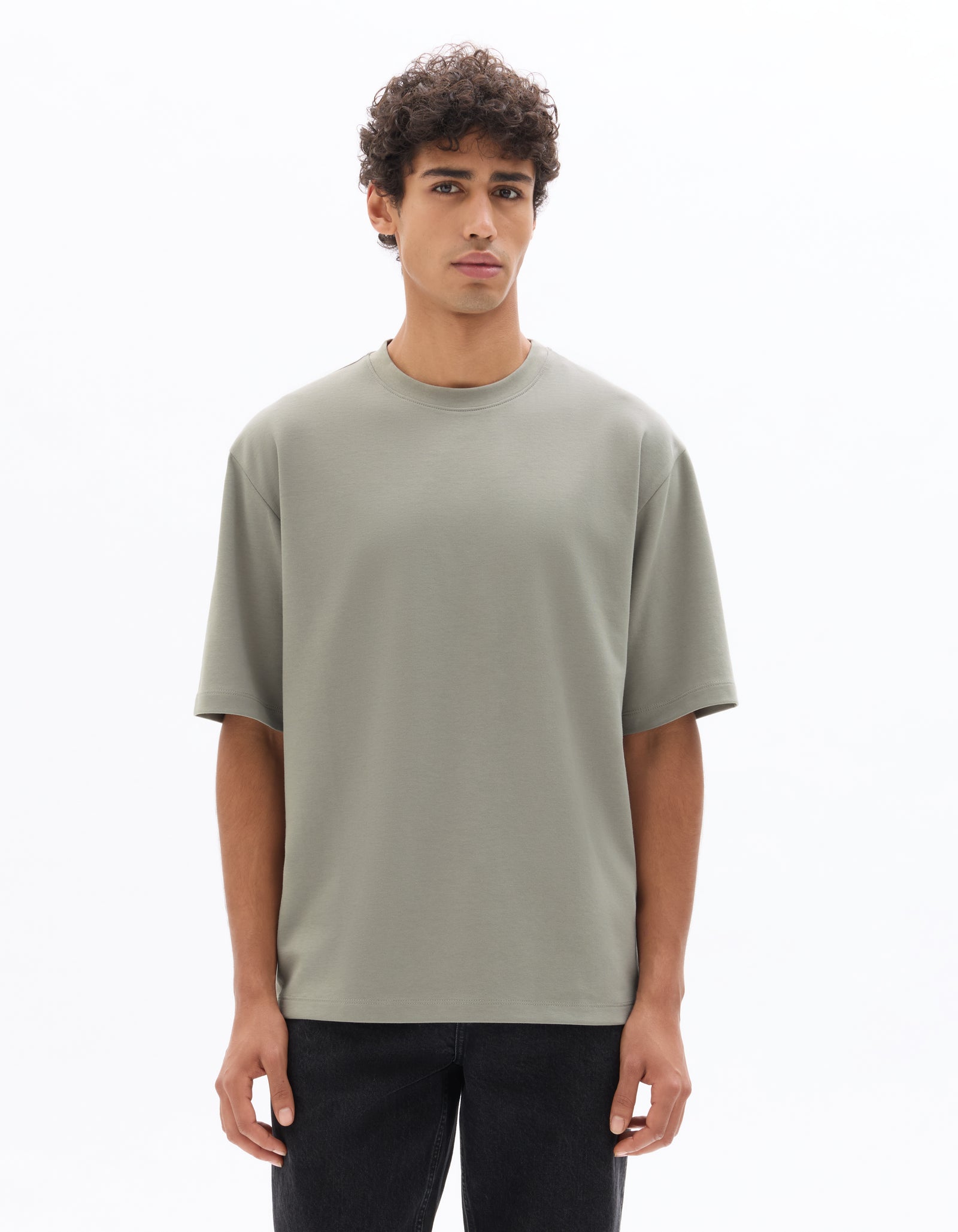Celio* Men Grey Solid Oversized Cotton T-Shirts