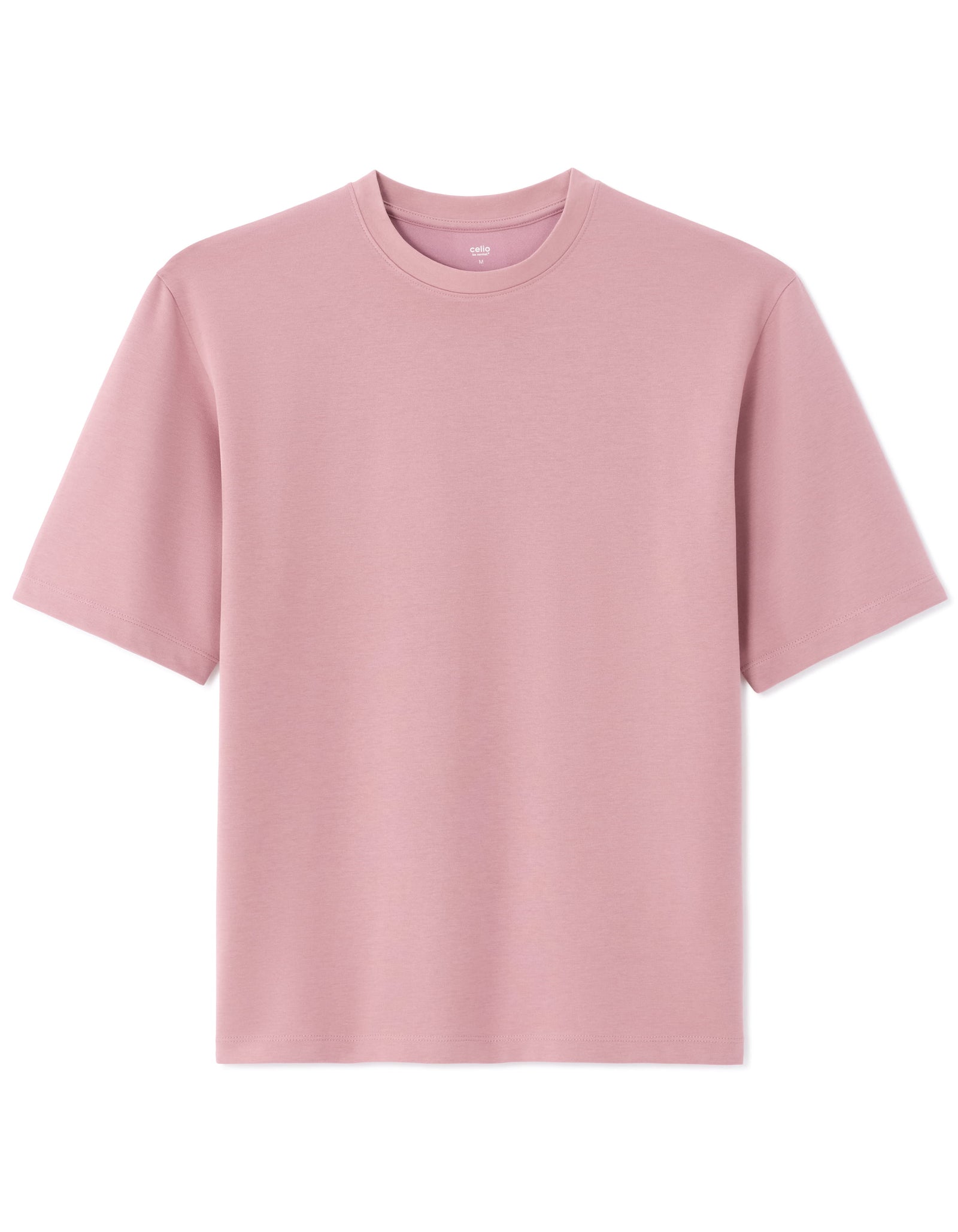 Celio Solid Regular Fit Cotton Poly Blend Pink Tshirts