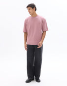 Celio Solid Regular Fit Cotton Poly Blend Pink Tshirts