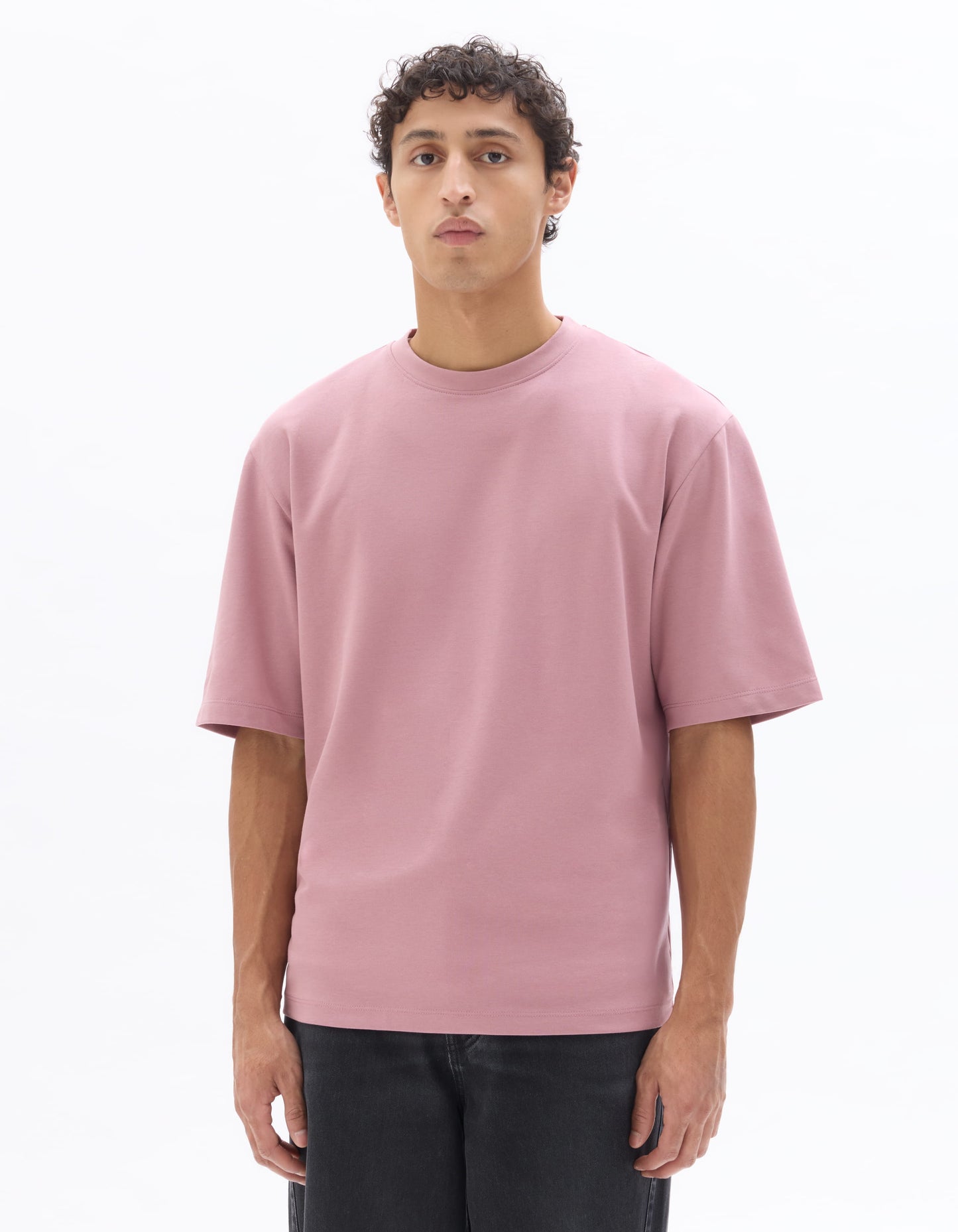Celio Solid Regular Fit Cotton Poly Blend Pink Tshirts