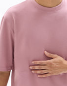 Celio Solid Regular Fit Cotton Poly Blend Pink Tshirts