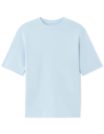 Celio Solid Regular Fit Cotton-Poly-Blend Blue Tshirts