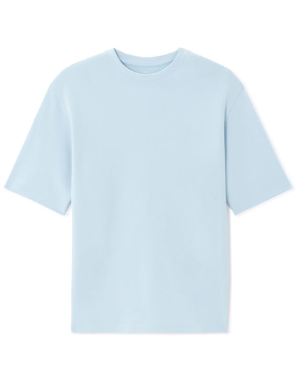 Celio Solid Regular Fit Cotton-Poly-Blend Blue Tshirts