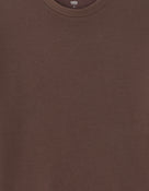 Oversized Fit Cotton Blend Crew Neck T-Shirt - Brown