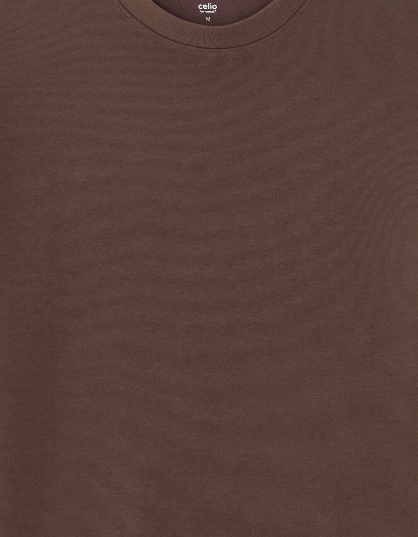 Oversized Fit Cotton Blend Crew Neck T-Shirt - Brown