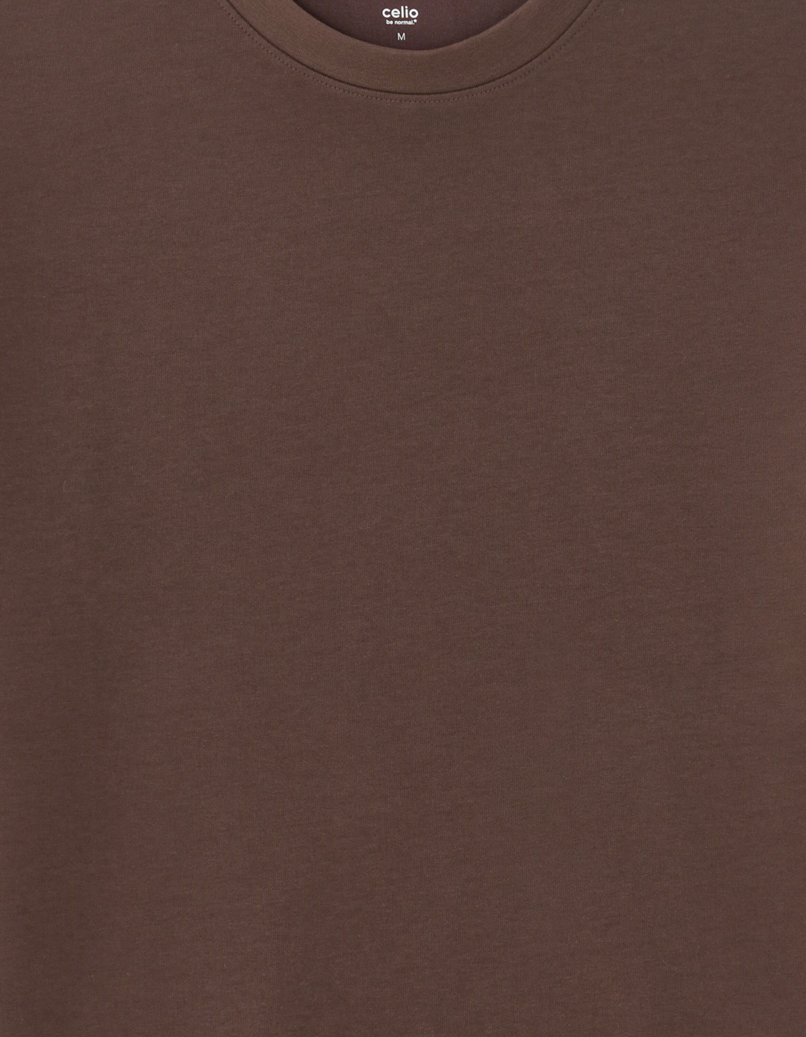 Oversized Fit Cotton Blend Crew Neck T-Shirt - Brown