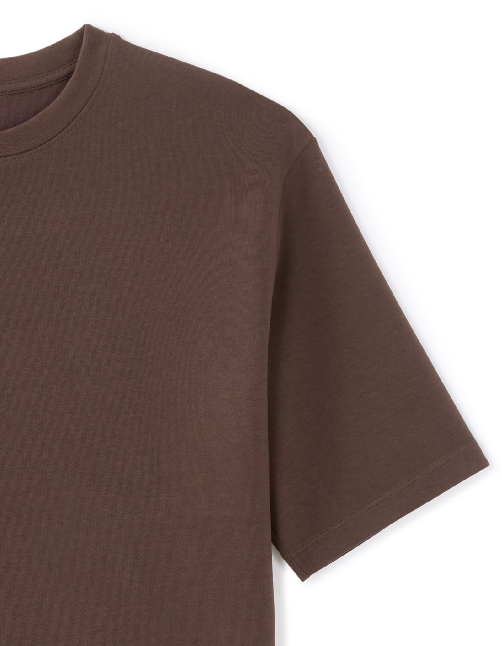 Oversized Fit Cotton Blend Crew Neck T-Shirt - Brown