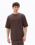 Celio Solid Regular Fit Cotton Poly Blend Brown Tshirts