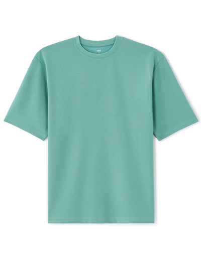 Regular Fit Cotton Blend Solid Round Neck T-Shirt - Blue