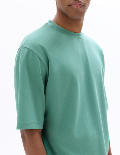 Celio Solid Regular Fit Cotton Poly Blend Blue Tshirts