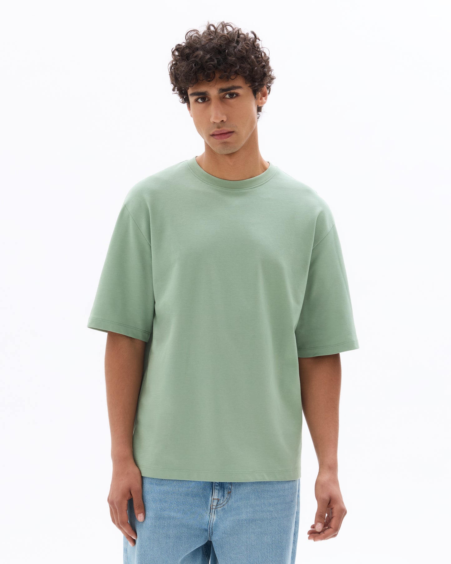 Celio Solid Slim Fit Cotton-Poly-Blend Green T-Shirt