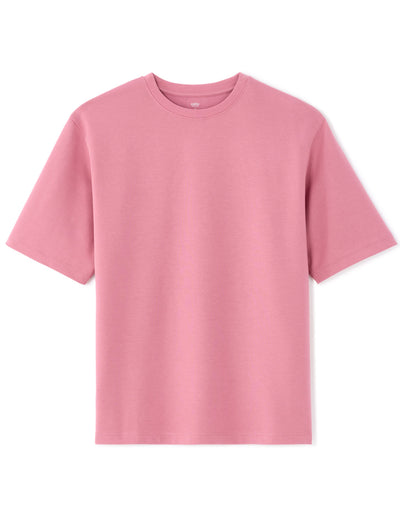 Celio Solid Regular Fit Cotton-Poly-Blend Pink Tshirts