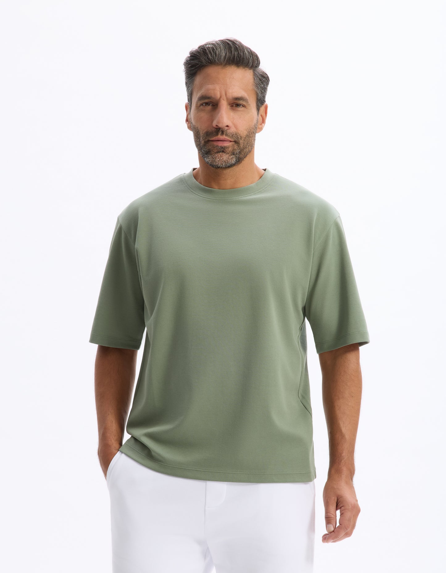 Celio* Solid Cotton Men Poly Green Regular Fit T-Shirt
