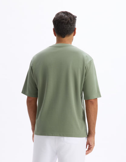 Celio* Solid Cotton Men Poly Green Regular Fit T-Shirt