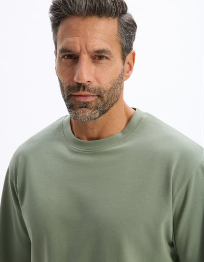 Celio* Solid Cotton Men Poly Green Regular Fit T-Shirt