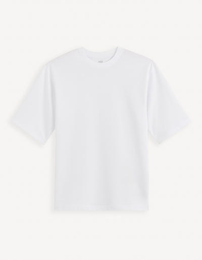 Celio* Solid Boxy Fit Cotton White T-Shirt