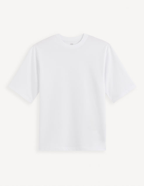 Solid Boxy Fit Cotton White T-Shirt
