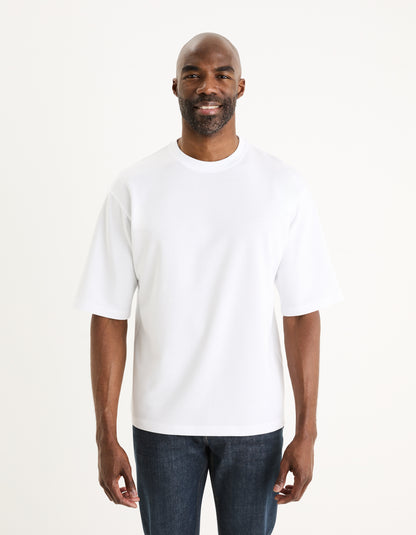 White Solid Cotton T-shirt