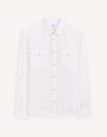 White Solid Linen Shirt