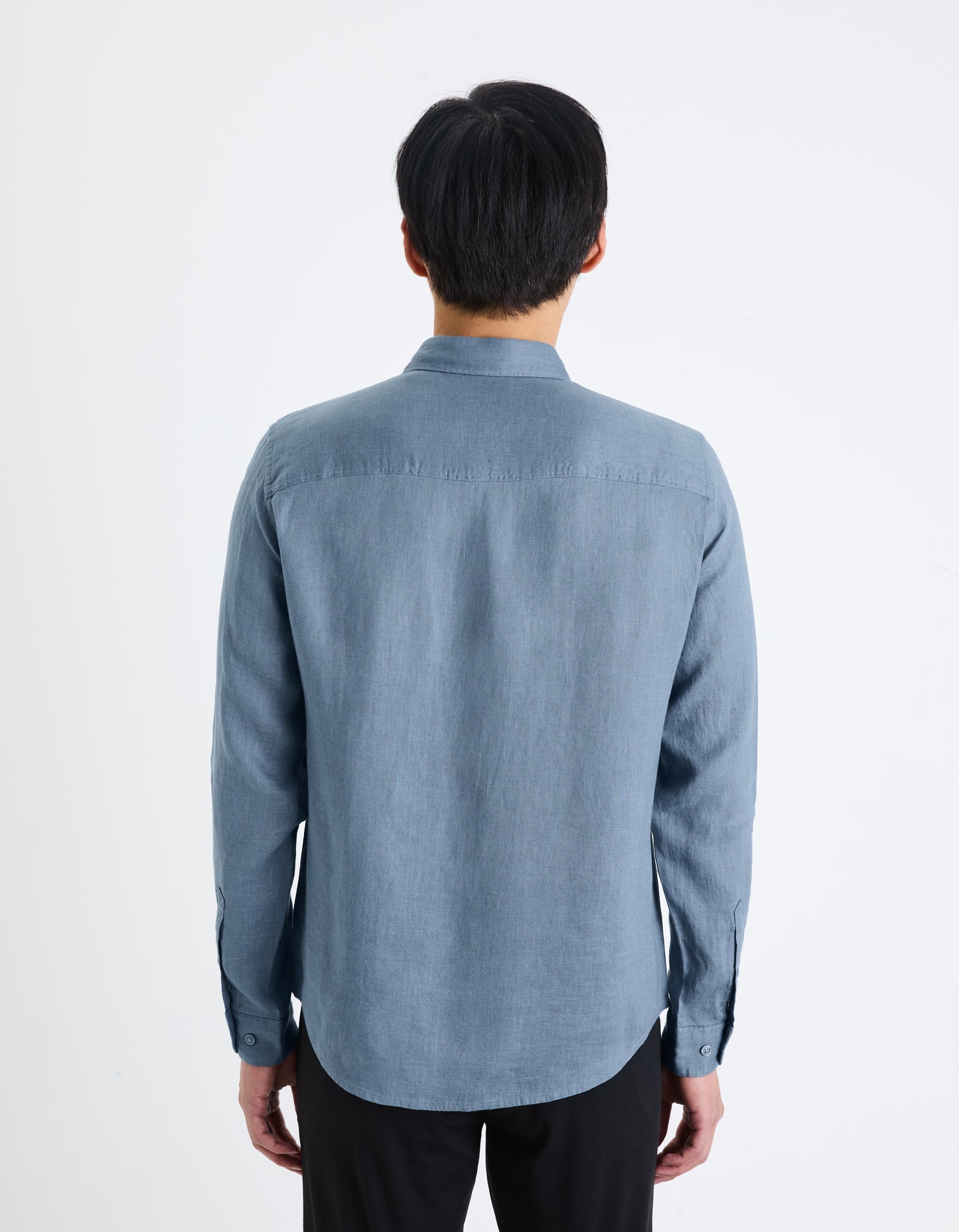 Blue Solid Linen Shirt