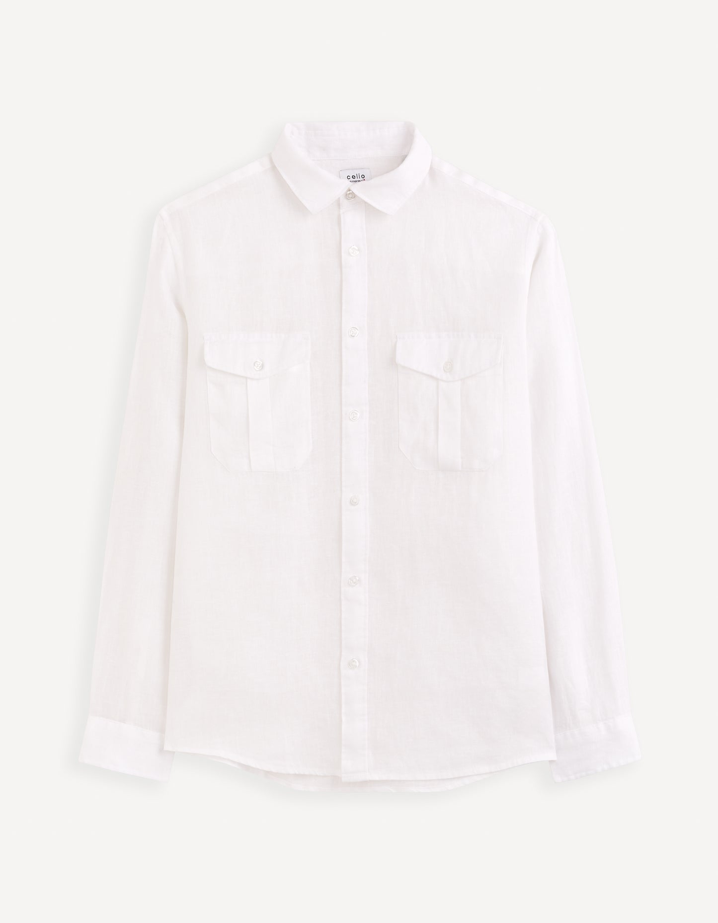 White Solid Linen Shirt