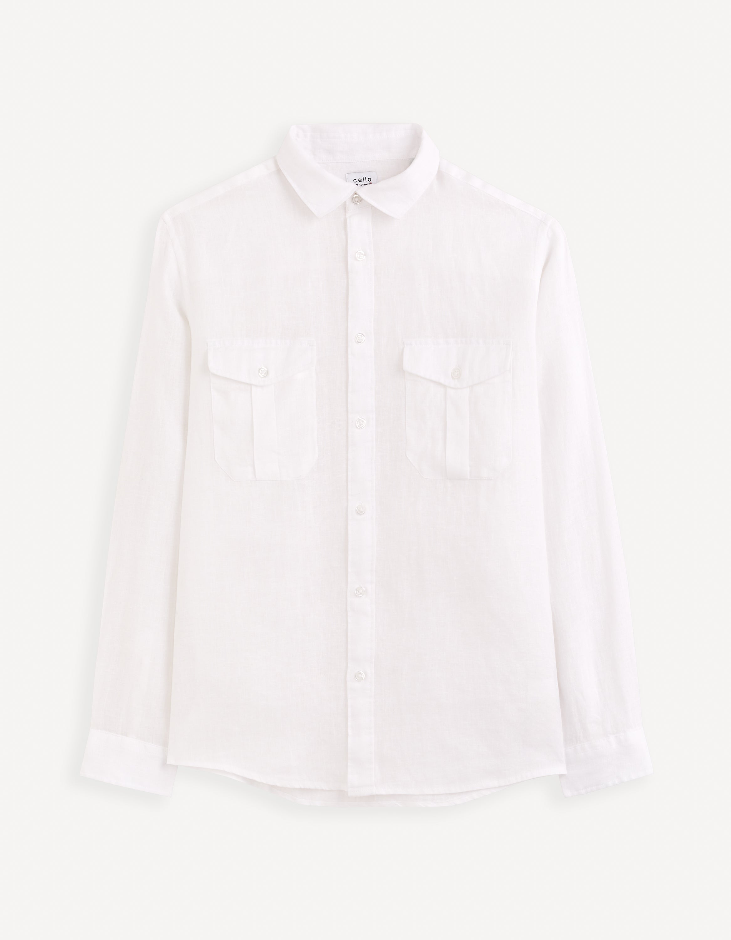 White Solid Linen Shirt