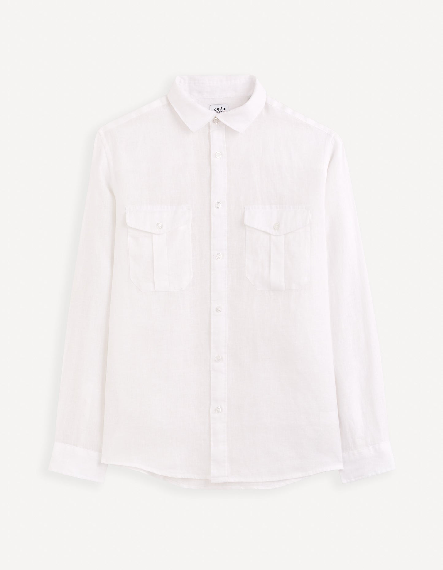 White Solid Linen Shirt