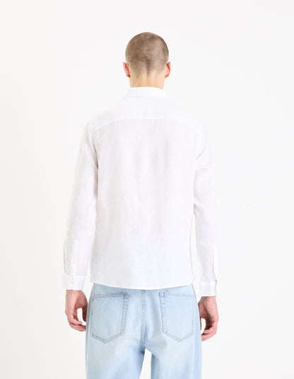 White Solid Linen Shirt