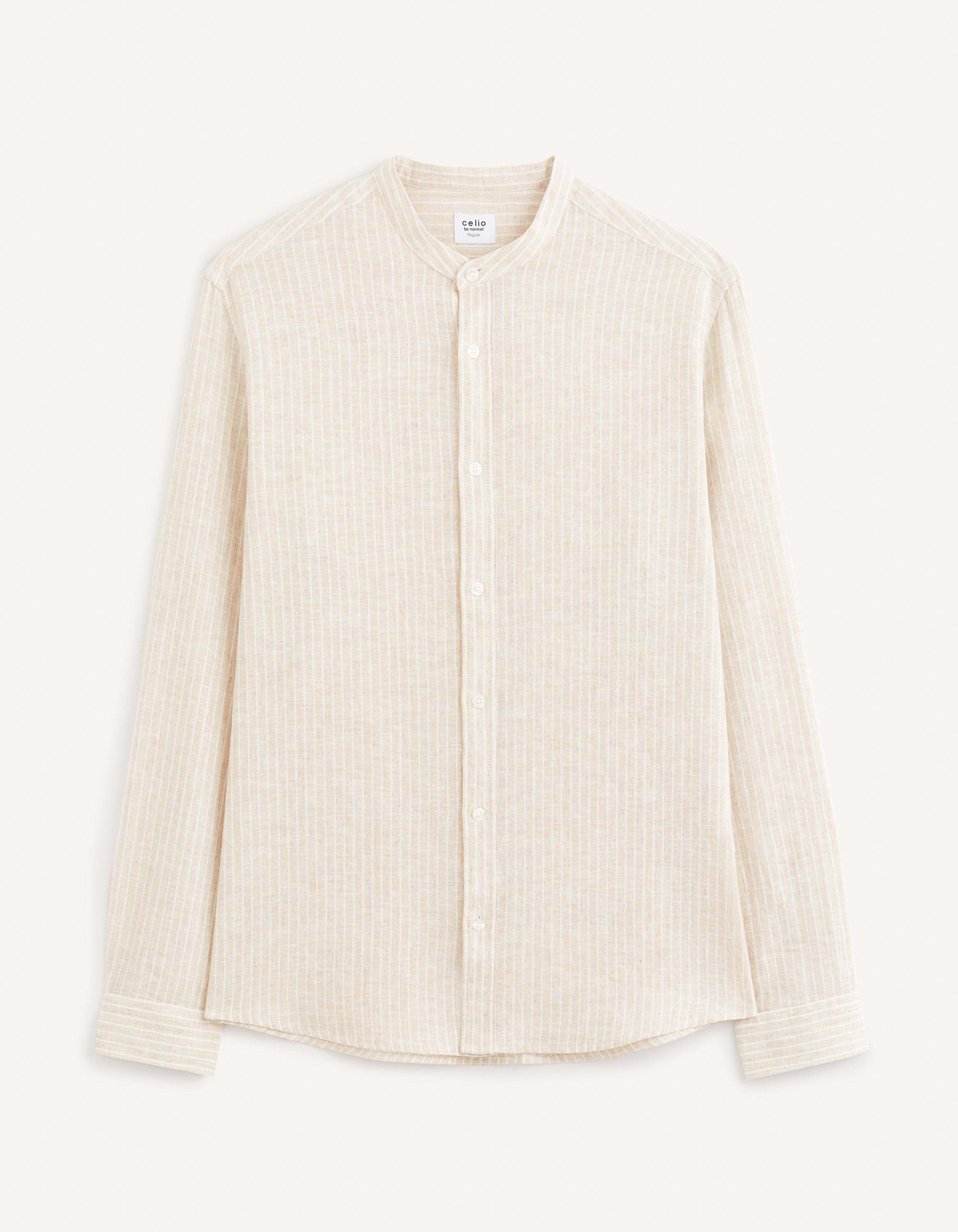 Beige Striped Linen Shirt