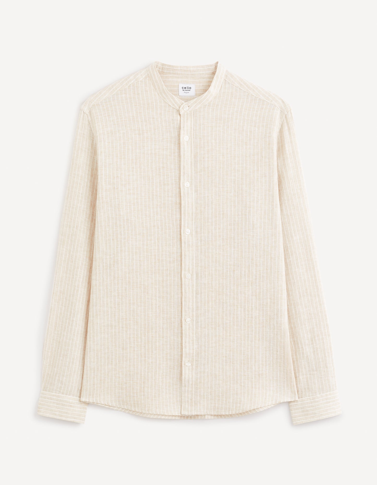 Beige Striped Linen Shirt