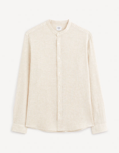 Beige Striped Linen Shirt