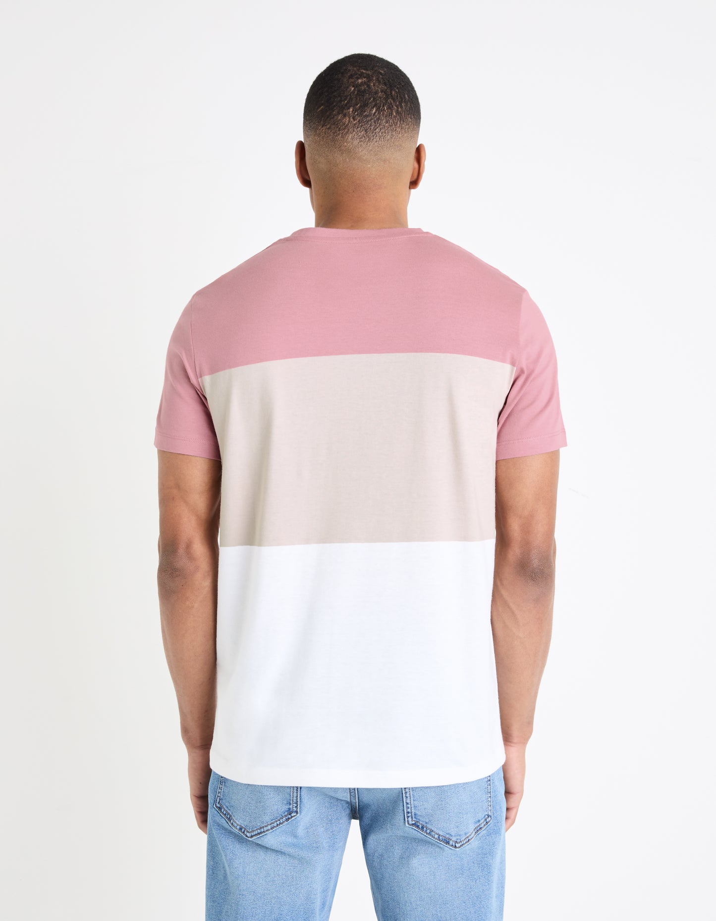 Pink Colourblock Cotton T-shirt