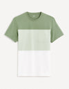 Celio* Colourblock Regular Fit Cotton Green T-Shirt