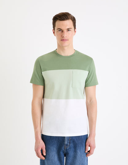 Green Colourblock Cotton T-shirt