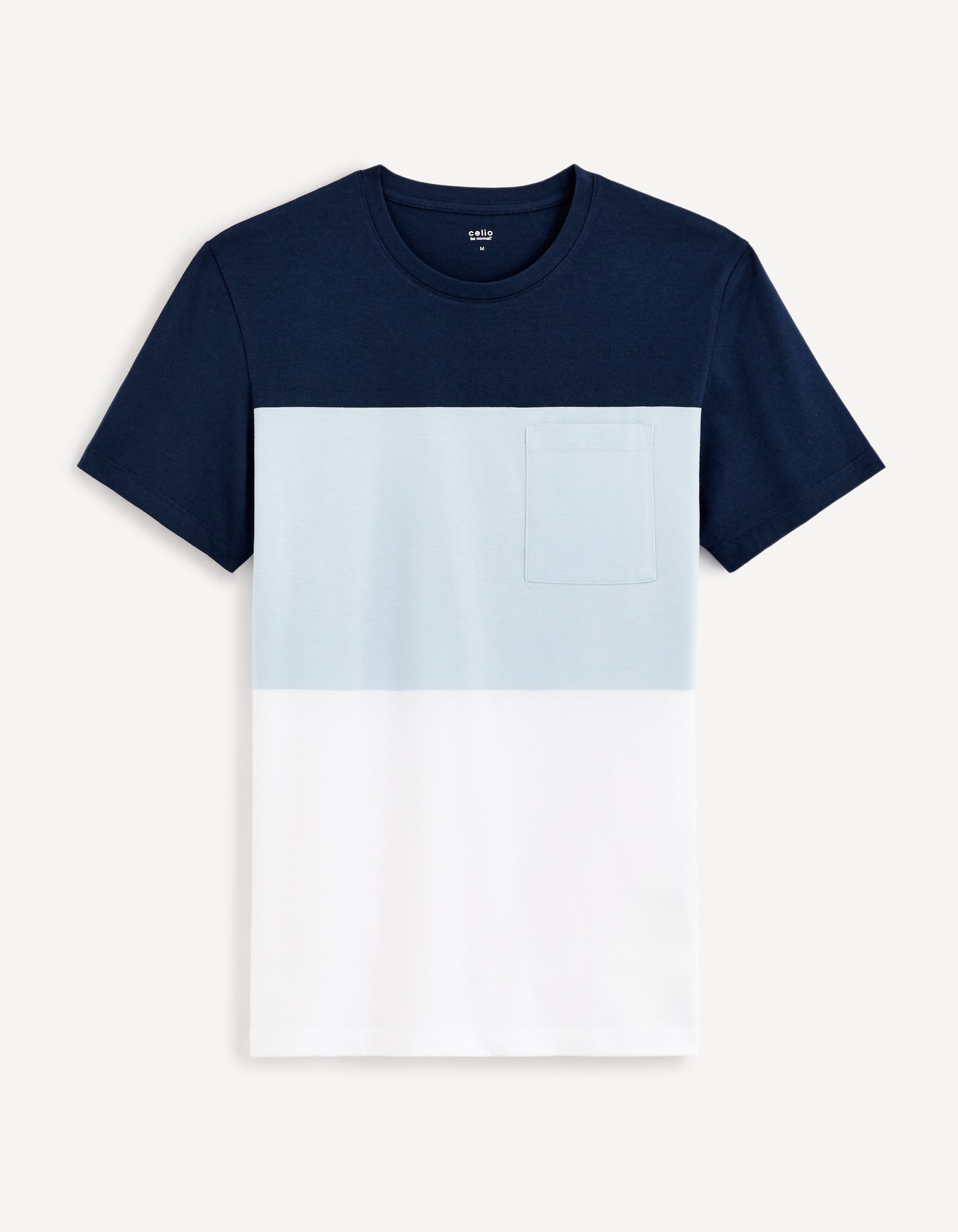 Navy Blue Colourblock Cotton T-shirt