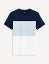 Celio* Colourblock Regular Fit Cotton Navy Blue T-Shirt