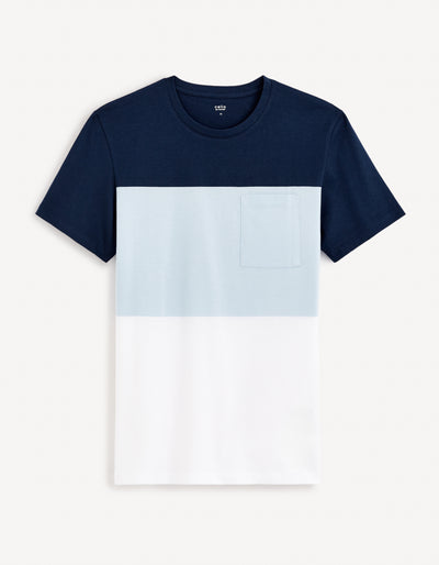 Celio* Colourblock Regular Fit Cotton Navy Blue T-Shirt