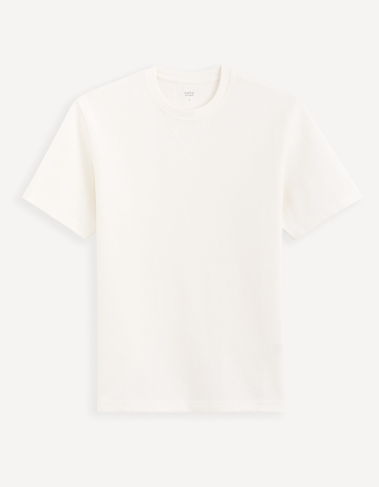 Beige Solid Cotton T-shirt