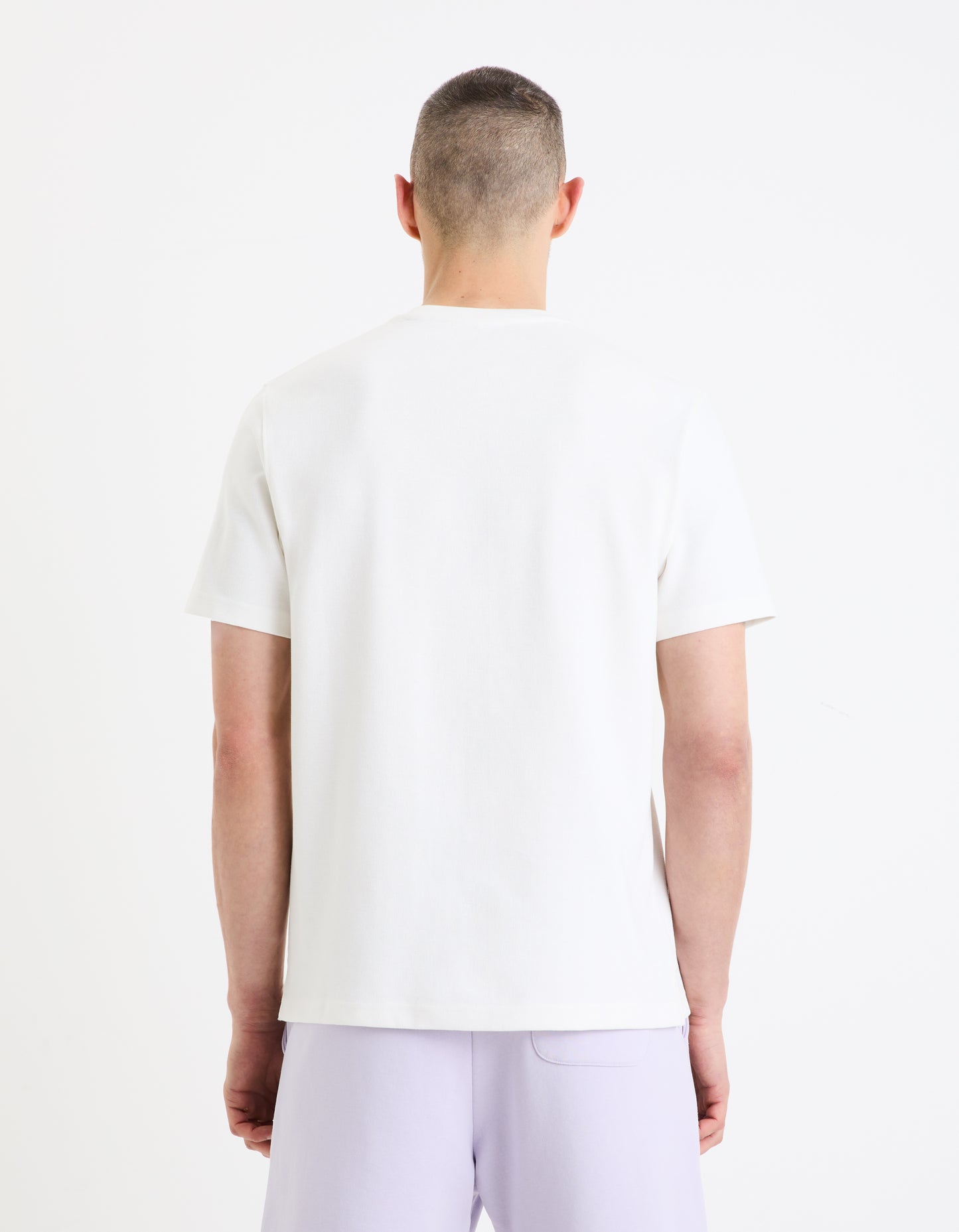 Beige Solid Cotton T-shirt