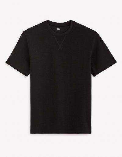 Celio* Solid Boxy Fit Cotton Black T-Shirt