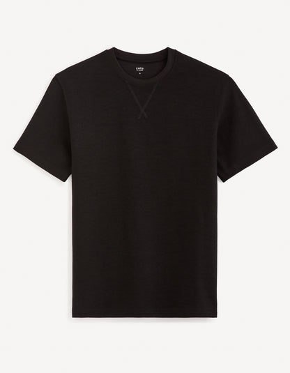 Black Solid Cotton T-shirt