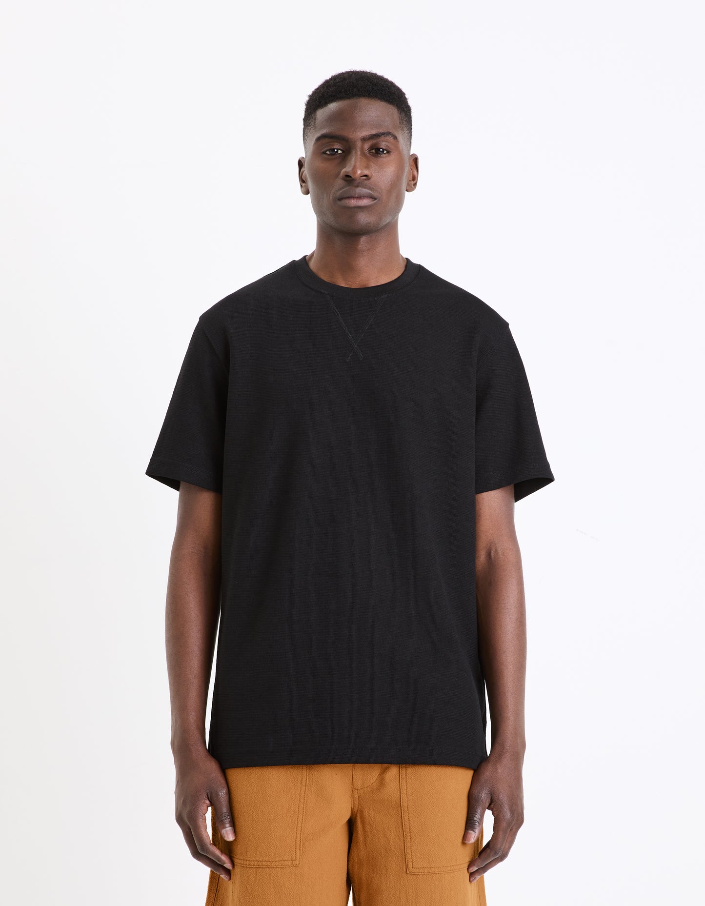 Black Solid Cotton T-shirt