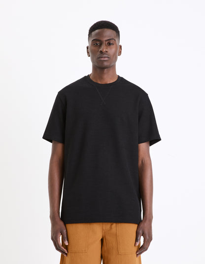 Black Solid Cotton T-shirt