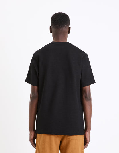 Black Solid Cotton T-shirt